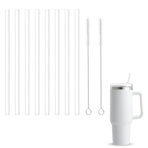 Tomedeks 8 Stück 31Cm Wiederverwendbare Klare Hartplastik Strohhalme, Strohhalme Wiederverwendbar, Transparente Ersatz Trinkhalme Für 40/30 Unzen Glas Und Becher, Sind Leicht, Langlebig Mit 2 Bürste von Tomedeks