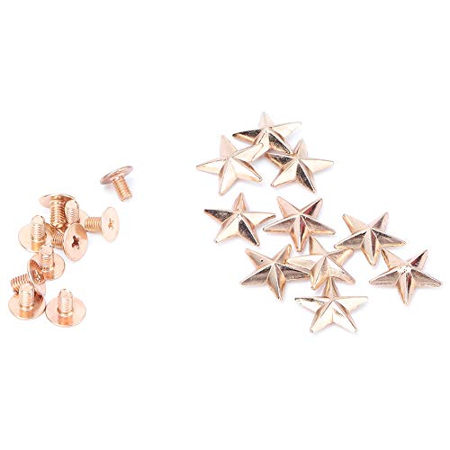 10 pcs Sternnieten, 14mm Leder Nieten Kit Metal Sternstar Spike Schraube Kleidung Fünf spitze Nägel für Ledercraft -Taschen (14 mm konvexes Gold) von Tomedny