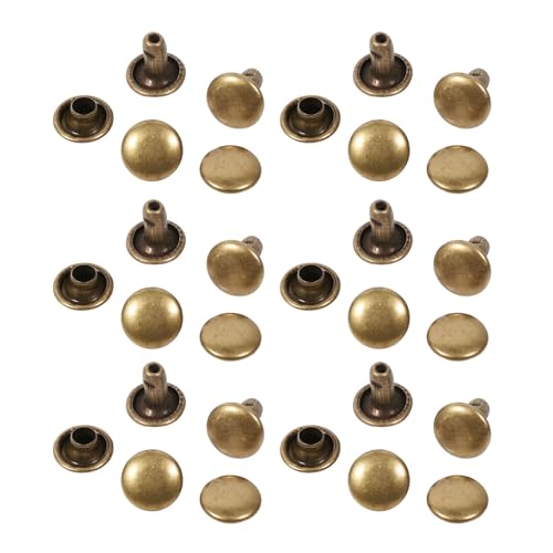 100Sets Doppelkappe Niete, 3 Farben Metall Rapid Nieten Lederhandwerk Stollen Dekorative Stollen 0,3 x 0,3 Zoll für DIY Leder -Handwerksreparaturdekoration Dekoration (Bronze) von Tomedny