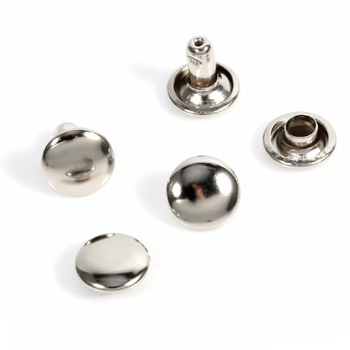 100Sets Doppelkappe Niete, 3 Farben Metall Rapid Nieten Lederhandwerk Stollen Dekorative Stollen 0,3 x 0,3 Zoll für DIY Leder -Handwerksreparaturdekoration Dekoration (Silver) von Tomedny