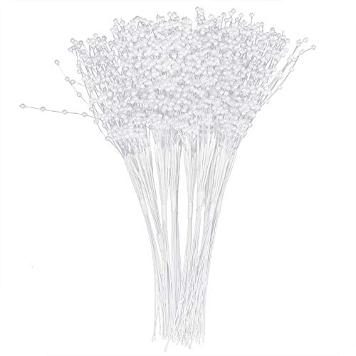 100pcs Perlen Sticks, Hochzeitperlen Bouquet Brautperlen String Blumenbouquet DIY Dekoration Accessoires für Hochzeitsfeierdekoration (Weiß) von Tomedny