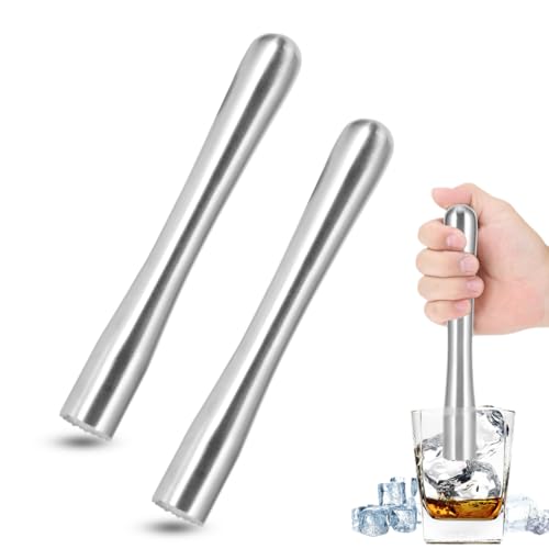 2 PCs Muddler für Cocktails, Edelstahl -Cocktail -Muddler -Obst -Smasher -Bar -Werkzeug und Accessoires für Fruchtgetränke mischen (22,5 cm) von Tomedny