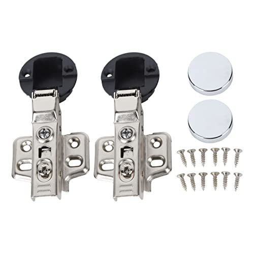 2 festgelegte Türscharnier, 35 Tasse Dämpfung Puffer Scharnier Edelstahlschrank Puffer Glastürtür gerade Arm voll Overlay für Heimküche (Mittlere Biegung halbe Overlay 9mm) von Tomedny