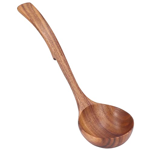 2pcs hölzerne Kelle, Holzkelle Löffel mit Rückenhaken Küche Koch Utensil Küche Servierlöffel zum Kochen und Rühren (Großer Biegehakenlöffel) von Tomedny