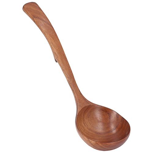 2pcs hölzerne Kelle, Holzkelle Löffel mit Rückenhaken Küche Koch Utensil Küche Servierlöffel zum Kochen und Rühren (Mit mittlerer gebogener Hakenlöffel) von Tomedny