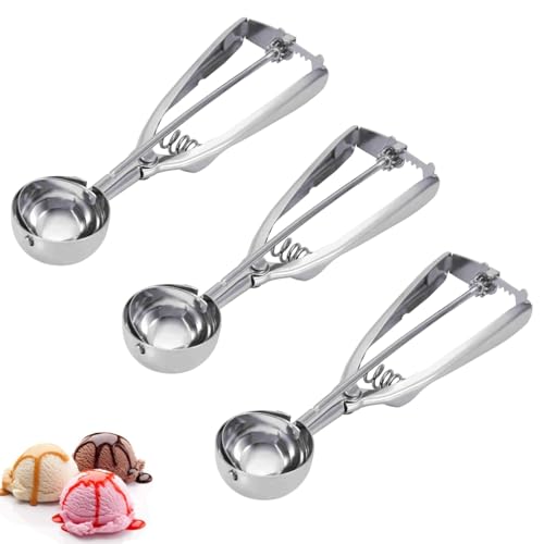 3-teiliger Eisportionierer, Eisportionierer aus Edelstahl, Keksportionierer zum Backen, Keksportionierer-Set mit Auslöser zum Backen in der Küche zu Hause (4cm) von Tomedny