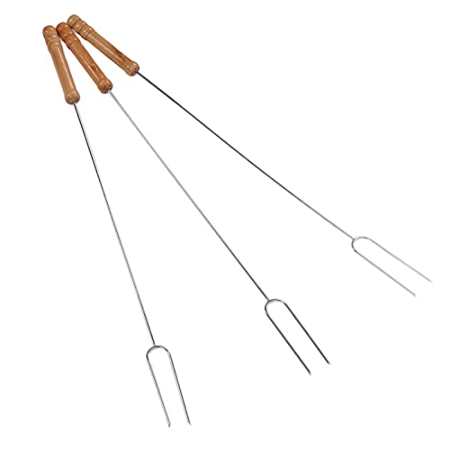 3PCS Röst stäbe, Edelstahl Spieße zum Grillen Grill gabeln mit Holzgriff Multifunktion ale Röst stäbe für Marshmallow, Hot Dogs, Camping von Tomedny
