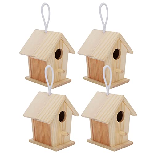 4pcs Holzvogelhaus, hängende Vogelhaus für Externe dekorative Nester Kiste Unfertiges Mini -Vogelhaus für DIY Crafts Outdoor Garden Courtyard Dekoration von Tomedny