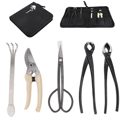 5 -teiliges Bonsai -Werkzeugset, Kohlenstoffstahl Bonsai Schere Konkave Cutter Garten Rake Branch Cutter Paning Shears Zierbereitschaft Gartenwerkzeuge von Tomedny