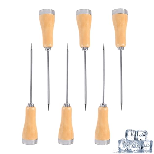 6 -pcs -Eis -Pickel, Holzgriff Pick Brecker Edelstahl Breaking Ice Tool Einfacher Griff für Küche, Bars, Camping, Restaurant von Tomedny