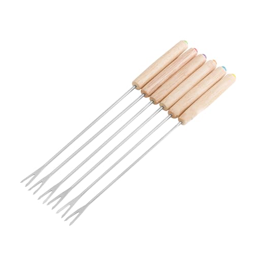 6pcs Fondue Forks, Smore Sticks Marshmallow Röststangen Teleskopgabeln mit Holzgriff für Hot Dog Camping BBQ von Tomedny