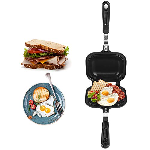 Sandwichhersteller, doppelseitige Fry Pfanne mit langem Griff mit Nicht -Schicht -Sandwich -Toaster Panini -Hersteller Pfanne zum Frühstück (14.4x6.3x1.4in) von Tomedny
