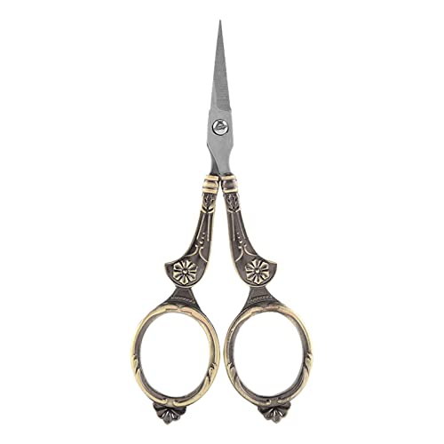 Stickerei Schere, kleine Nähschere Edelstahl Spitze Nähen Stickerei Werkzeug Damen schere für Schulbüro Schneiden (Acht Charaktere schneiden Bronze) von Tomedny
