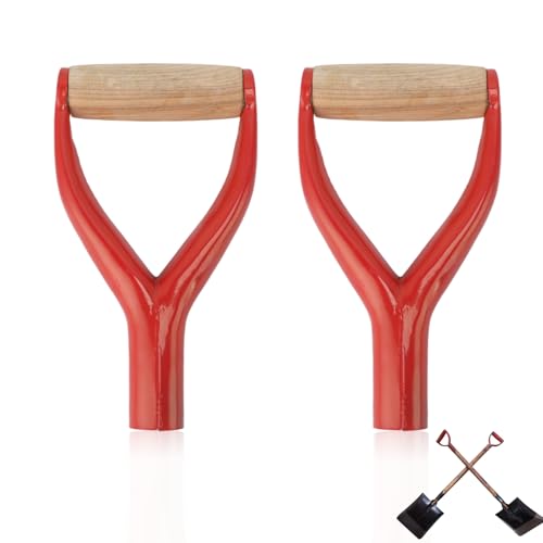 Tomedny 2 PCs Schaufel D Grip Griff, Schaufelgriff Ersatz y -förmiges Gartenwerkzeug mit hölzernen Griff zum Graben von Rakingwerkzeugen (Rot) von Tomedny