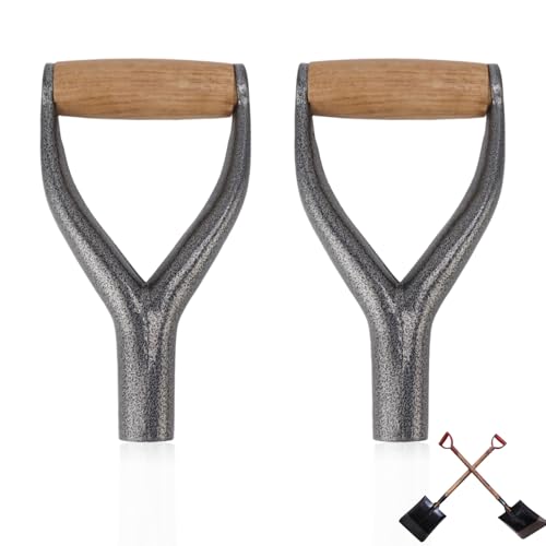 Tomedny 2 PCs Schaufel D Grip Griff, Schaufelgriff Ersatz y -förmiges Gartenwerkzeug mit hölzernen Griff zum Graben von Rakingwerkzeugen (Silber) von Tomedny