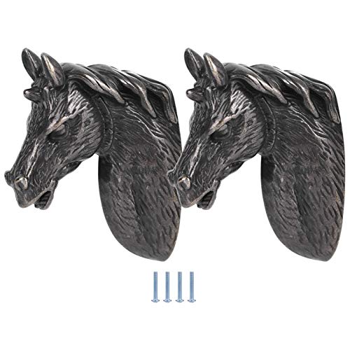 Tomedny 2 Stcs Horse Head Griff, Pferdekopfschublade zieht Tierschrankgriffe mit Schrauben für Haushaltschränke (3999 Black Cafe) von Tomedny