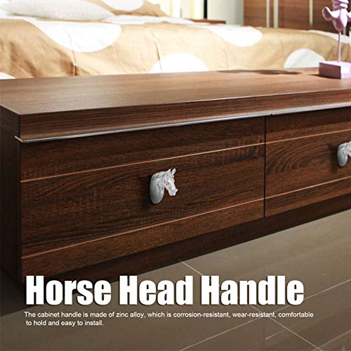 Tomedny 2 Stcs Horse Head Griff, Pferdekopfschublade zieht Tierschrankgriffe mit Schrauben für Haushaltschränke (3999 Silver Horse) von Tomedny