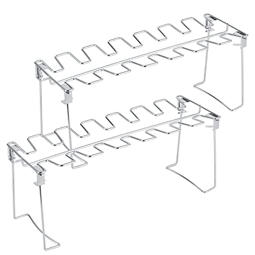 Tomedny 2pcs Hühnerbeinregal für Grill, Hanging Chicken Drumstick Halter 14 Steckplätze faltbar Grillregal Edelstahl Roaster Ständer für Picknick -BBQ -Zubehör von Tomedny