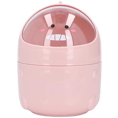 Tomedny Kleine Desktop -Mülleimer, süße Mini -Mülleimer mit Deckel großer Mund Plastikmüll Müll Aufbewahrungsbehälter abnehmbares Design Nonsilsic Bood für Küchenbüros Schminktisch (Pink) von Tomedny