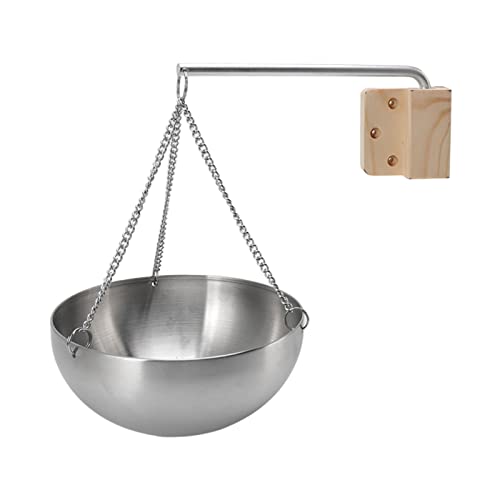 Tomedny Sauna Aromatherapy Bowl, Edelstahl Hanging Oil Cup mit Holzblock Sauna -Öl -Aromatherapie -Halter für Raum (L) von Tomedny