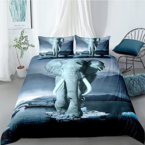 Tomifine Bettwäsche Elefant Bettbezüge Set Tierwelt Elefanten 3 Teilig Bettbezüge und 2 Kissenbezüge (155x220 cm + 80x80cm,Elefant 5) von Tomifine