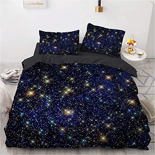 Tomifine Bettwäsche Set Galaxie Star, 1 Bettbezug 155x200+ 1 Kopfkissenbezug 80x80 Bettwäsche-Set mit Reißverschluss Mikrofaser Bettbezug von Tomifine
