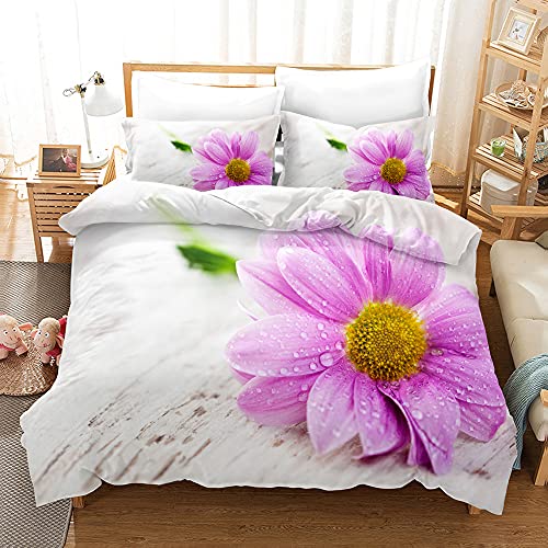 Tomifine Blumen Bettwäsche Romantisch Blümchen Bettwaesche Damen Mädchen Bettwäsche Set mit 2 Kissenbezug (135x200 + 2x80x80 cm,rosa) von Tomifine