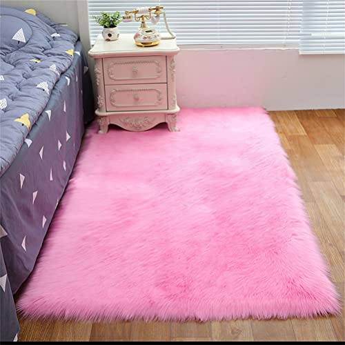 Tomifine Faux Lammfell Schaffell Teppich Super Weich Kunstfell Teppiche Dicker Flauschig Teppich Bettvorleger Sofa Matte (60x90 cm,Rosa b) von Tomifine