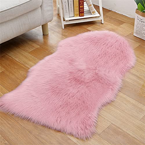 Tomifine Faux Lammfell Teppich, Kunstfell Dekofell Teppich Flauschiger Schaffell Bettvorleger für Schlafzimmer Bett oder Wohnzimmer Sofa Matte (45x70 cm,Rosa) von Tomifine