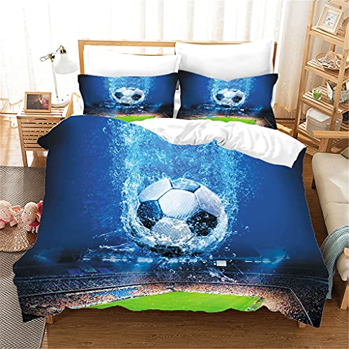 Tomifine Fußball Bettwäsche 135x200 cm Für Fussball Fan Motiv Teenager Kinder Bettwäsche-Set Mikrofaser Bettbezug Set mit Reißverschluss (135x200cm+80 * 80cm*2,c) von Tomifine