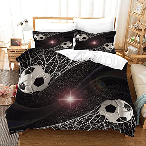 Tomifine Fußball Bettwäsche 135x200 cm Für Fussball Fan Motiv Teenager Kinder Bettwäsche-Set Mikrofaser Bettbezug Set mit Reißverschluss (200x200cm+50 * 75cm*2,f) von Tomifine