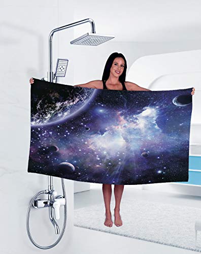 Tomifine Galaxis Strandtuch Mikrofaser Camping Handtuch Groß Badetuch Strandhandtuch Schnell Trocknendes Fitnesshandtuch (180x90 cm,Universum 2) von Tomifine