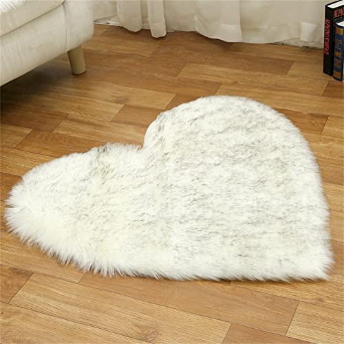 Tomifine Herzform Lammfell Teppich Schaffell Imitat Fell Teppich Kunstfell Matte Sofa-Deco Waschbarer Bettvorleger, Sitzkissen, Dekofell für Stuhl (70 x 90 cm,Weiß a) von Tomifine