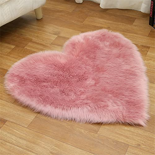 Tomifine Herzform Lammfell Teppich Schaffell Imitat Fell Teppich Kunstfell Matte Sofa-Deco Waschbarer Bettvorleger, Sitzkissen, Dekofell für Stuhl (90 x 140 cm,Rosa c) von Tomifine