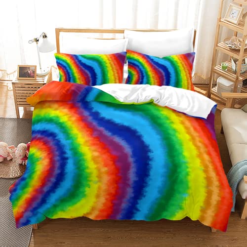 Tomifine Kinder Bettwäsche 135x200 cm Regenbogen Mädchen Bettwäsche Set Regenbogen Wolken Bettbezug mit Kissenbezug Mikrofaser (135x200 cm+50x75*2,Bunt b) von Tomifine