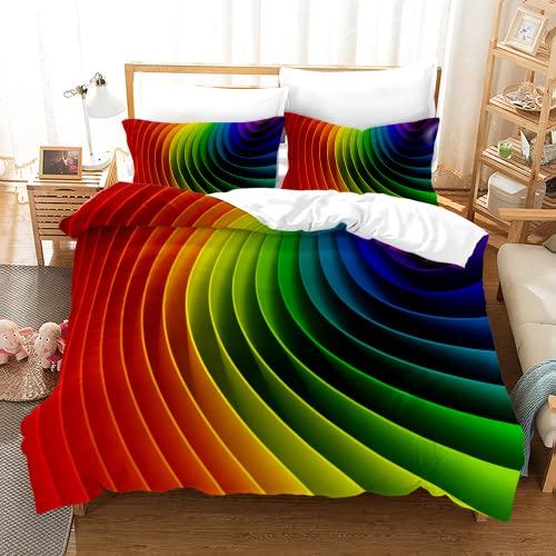 Tomifine Kinder Bettwäsche 135x200 cm Regenbogen Mädchen Bettwäsche Set Regenbogen Wolken Bettbezug mit Kissenbezug Mikrofaser (135x200 cm+50x75*2,Bunt d) von Tomifine