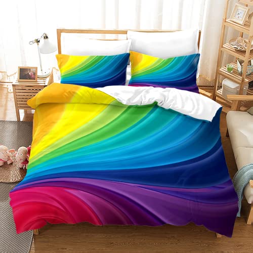 Tomifine Kinder Bettwäsche 135x200 cm Regenbogen Mädchen Bettwäsche Set Regenbogen Wolken Bettbezug mit Kissenbezug Mikrofaser (135x200 cm+80x80*2,Bunt a) von Tomifine