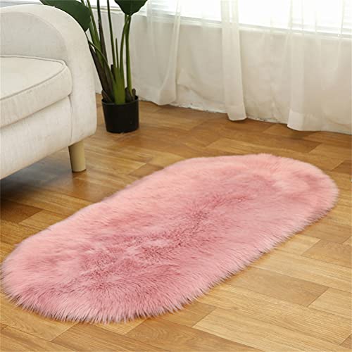 Tomifine Kunstfell Fell-Teppich, Lammfell Schaffell Teppich Flauschiger Schaffell Bettvorleger für Schlafzimmer Bett oder Wohnzimmer Sofa Deko Waschbar (100 x 200 cm,Rosa) von Tomifine
