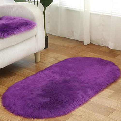 Tomifine Kunstfell Fell-Teppich, Lammfell Schaffell Teppich Flauschiger Schaffell Bettvorleger für Schlafzimmer Bett oder Wohnzimmer Sofa Deko Waschbar (40 x 60 cm,Violett) von Tomifine