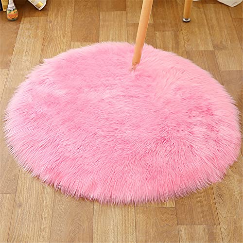 Tomifine Lammfell Schaffell Teppich, Shaggy Bereich Teppiche Longhair Kunstfell Dekofell für Wohnzimmer Schlafzimmer Kinderzimmer Teppich (Rund 45 cm,Rosa c) von Tomifine