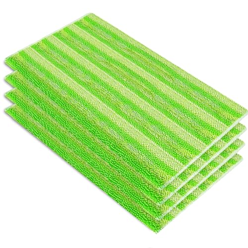 Tomkity 4 Packungen Wiederverwendbare Mikrofasertücher Ersatz für Swiffer WetJet Spray Waschbare Mikrofasermopps Wischtücher, Grün von Tomkity