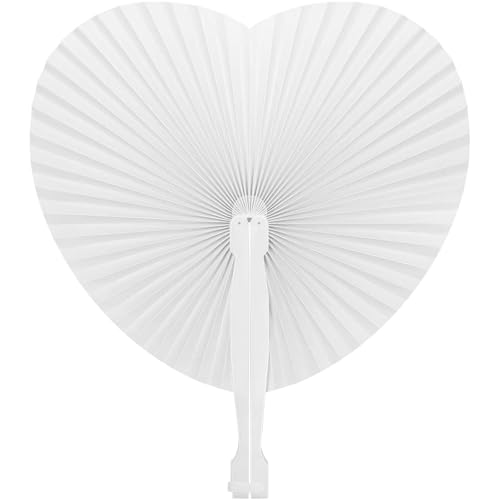 Tomkity 60 Fächer Hochzeit Weiß Handfächer Hochzeitsgeschenke Hochzeitsdeko Papierfächer für Hochzeit Party von Tomkity