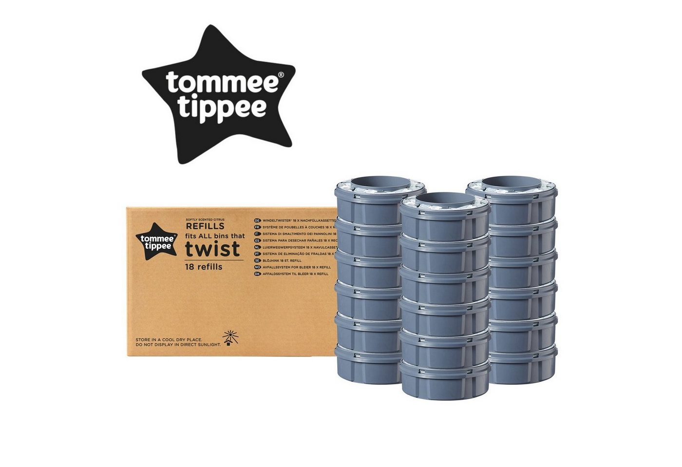 Tommee Tippee Müllbeutel Nachfüllkassette Twist & Click & Sangenic 18er Pack von Tommee Tippee