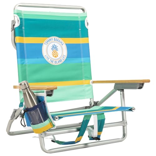 Tommy Bahama 5-Position Classic Lay Flat Backpack Beach Chair with Cooler and Cup Holder Strandkorb, Polyester, Ananas-Streifen, 23" x 25.25" x 31.5" von Tommy Bahama