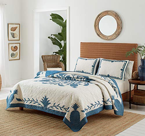 Tommy Bahama - Kingsize-Steppdecke, leichte Baumwolle, vorgewaschen für zusätzliche Weichheit (Aloha-Ananas-Blau, Kingsize) von Tommy Bahama