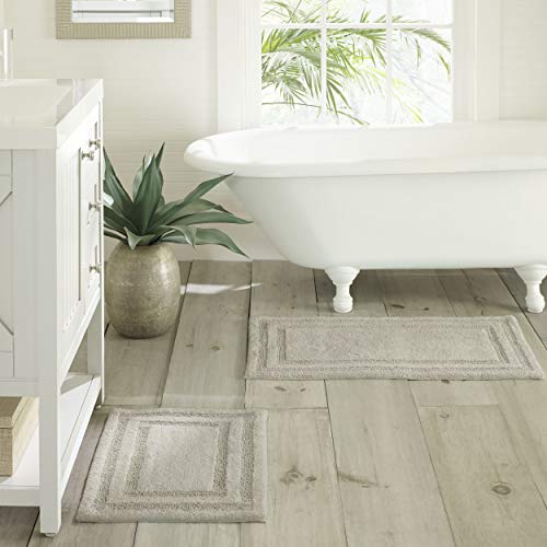 Tommy Bahama - Badezimmerteppiche, Baumwoll-Badematte, sehr saugfähig, Badezimmer-Dekor (Isla-Grau, 2 Stück) von Tommy Bahama