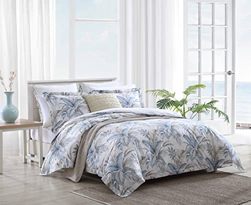 Tommy Bahama Bakers Bluff Collection | Bettbezug-Set, 100% Baumwolle, ultraweich und atmungsaktiv, für alle Jahreszeiten, Premium-Bettwäsche, Queensize, Blau/Grau von Tommy Bahama