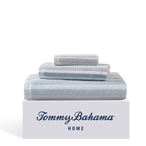 Tommy Bahama Ocean Bay Collection Handtuch-Set – 100% Baumwolle, ultraweich und saugfähig, farbecht, Öko-Tex Zertifiziert, blau, 3 Piece von Tommy Bahama