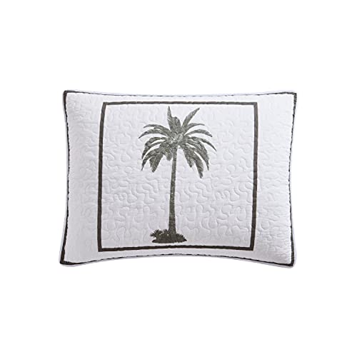 Tommy Bahama | Palm Island Collection | Kissenbezug – 100% Baumwolle, weich und atmungsaktiv mit Hotelverschluss, vorgewaschen für zusätzliche Weichheit, Standard, Grau von Tommy Bahama