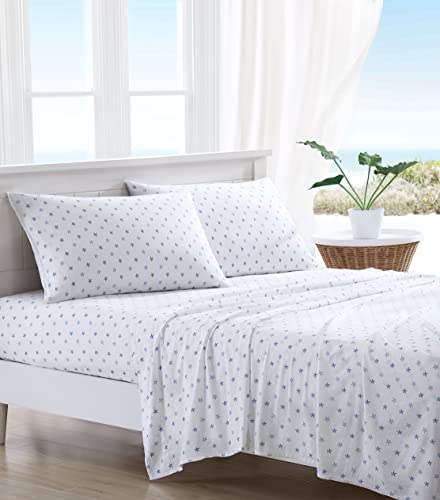 Tommy Bahama - Queen-Size-Bettlaken, Baumwoll-Perkal-Bettwäsche-Set, knackig und cool, stilvolle Heimdekoration (Seestern-Schatz, blau, Queen) von Tommy Bahama